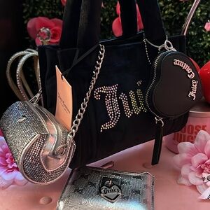 🩷🍒Juicy couture mini velour bling tote bundle